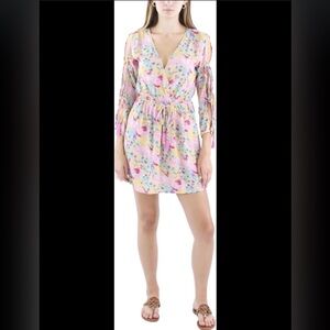 RAGA‎ Nude Floral Wing Print Open Sleeve Mini Dress Boho